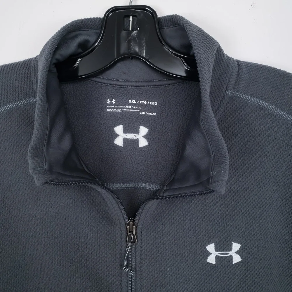 Under Armour Vest Mens XXL Grey ColdGear GOLF Full Zip Fleece
